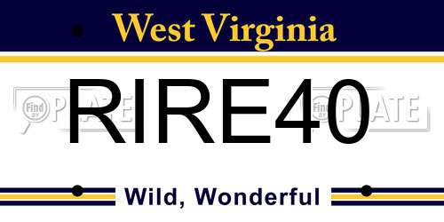 RIRE40 West Virginia License Plate
