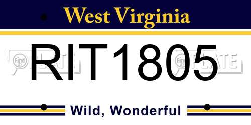 RIT1805 West Virginia License Plate