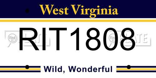 RIT1808 West Virginia License Plate