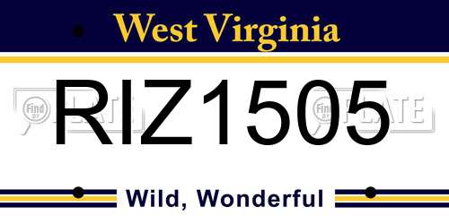 RIZ1505 West Virginia License Plate