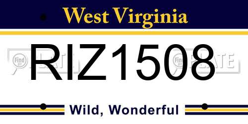 RIZ1508 West Virginia License Plate