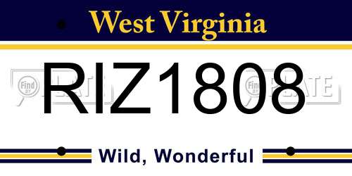 RIZ1808 West Virginia License Plate