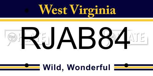 RJAB84 West Virginia License Plate