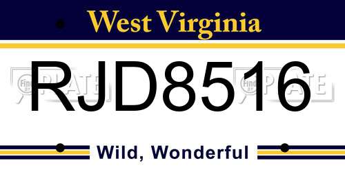 RJD8516 West Virginia License Plate