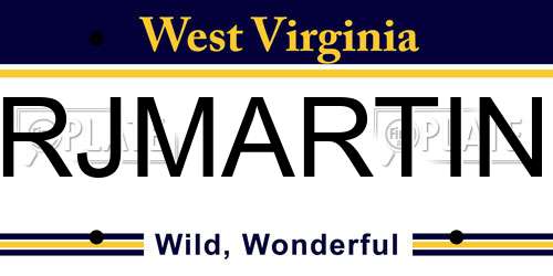 RJMARTIN West Virginia License Plate