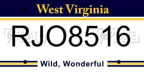 RJO8516 West Virginia License Plate
