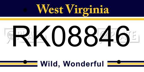 RK08846 West Virginia License Plate