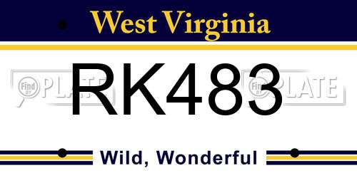 RK483 West Virginia License Plate