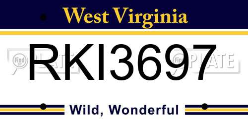 RKI3697 West Virginia License Plate