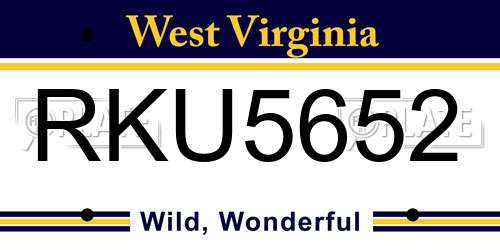 RKU5652 West Virginia License Plate