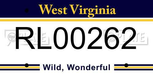 RL00262 West Virginia License Plate