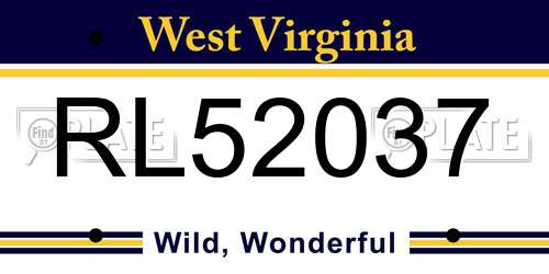 RL52037 West Virginia License Plate