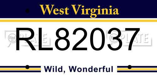 RL82037 West Virginia License Plate