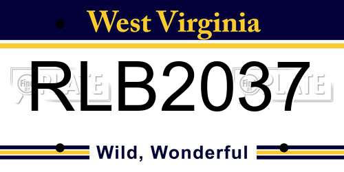 RLB2037 West Virginia License Plate