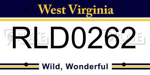RLD0262 West Virginia License Plate