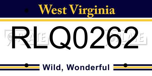 RLQ0262 West Virginia License Plate