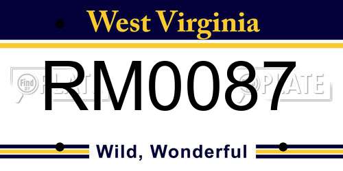 RM0087 West Virginia License Plate