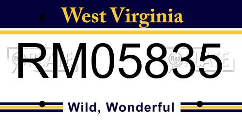 RM05835 West Virginia License Plate