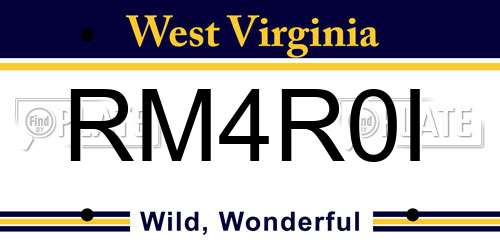 RM4R0I West Virginia License Plate