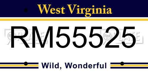 RM55525 West Virginia License Plate
