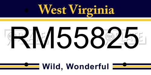 RM55825 West Virginia License Plate