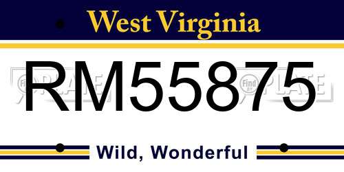RM55875 West Virginia License Plate