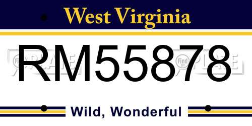 RM55878 West Virginia License Plate