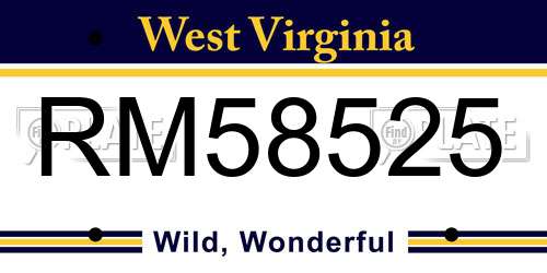 RM58525 West Virginia License Plate