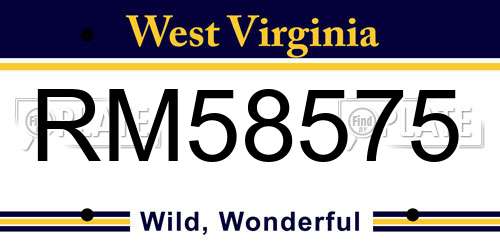 RM58575 West Virginia License Plate