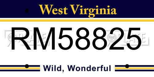 RM58825 West Virginia License Plate