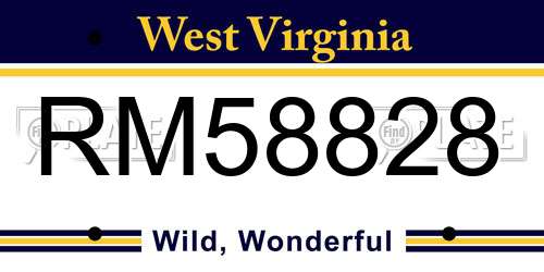 RM58828 West Virginia License Plate