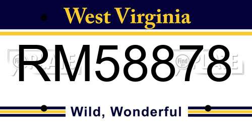 RM58878 West Virginia License Plate