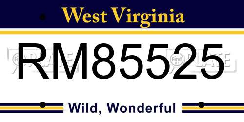 RM85525 West Virginia License Plate