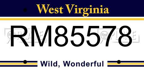 RM85578 West Virginia License Plate