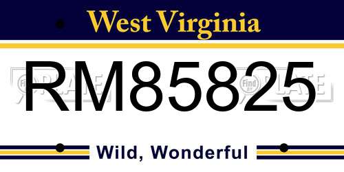 RM85825 West Virginia License Plate