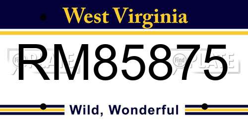 RM85875 West Virginia License Plate