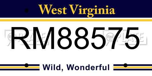 RM88575 West Virginia License Plate
