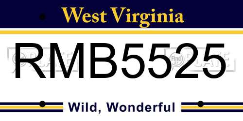 RMB5525 West Virginia License Plate