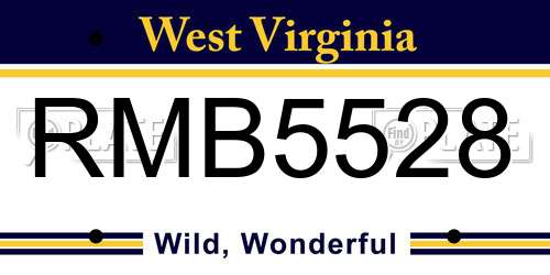RMB5528 West Virginia License Plate