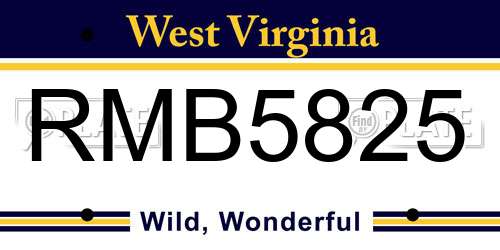 RMB5825 West Virginia License Plate