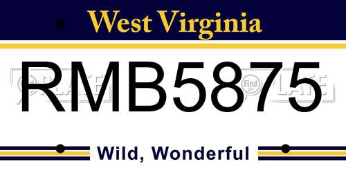 RMB5875 West Virginia License Plate