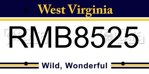 RMB8525 West Virginia License Plate
