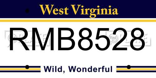 RMB8528 West Virginia License Plate