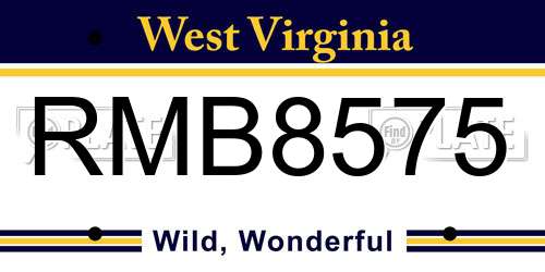 RMB8575 West Virginia License Plate