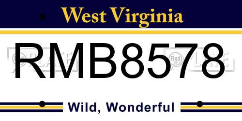 RMB8578 West Virginia License Plate