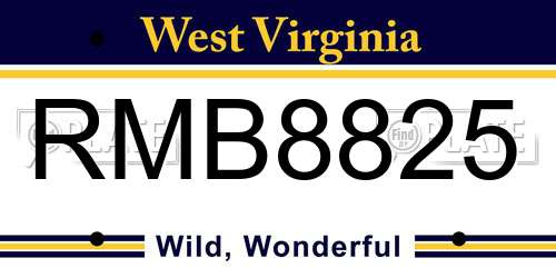 RMB8825 West Virginia License Plate