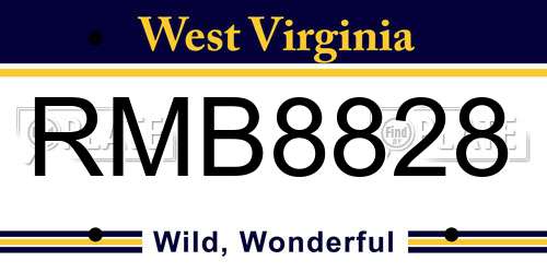 RMB8828 West Virginia License Plate