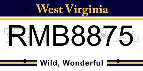 RMB8875 West Virginia License Plate