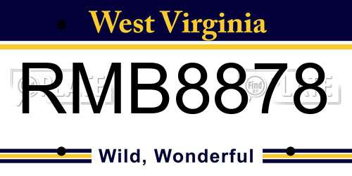 RMB8878 West Virginia License Plate