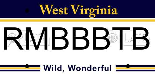 RMBBBTB West Virginia License Plate